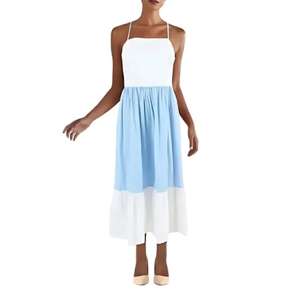 Riley & Rae Midi Sundress Thin Spaghetti Straps Cotton White/Blue Women's XL NWT - Picture 1 of 12
